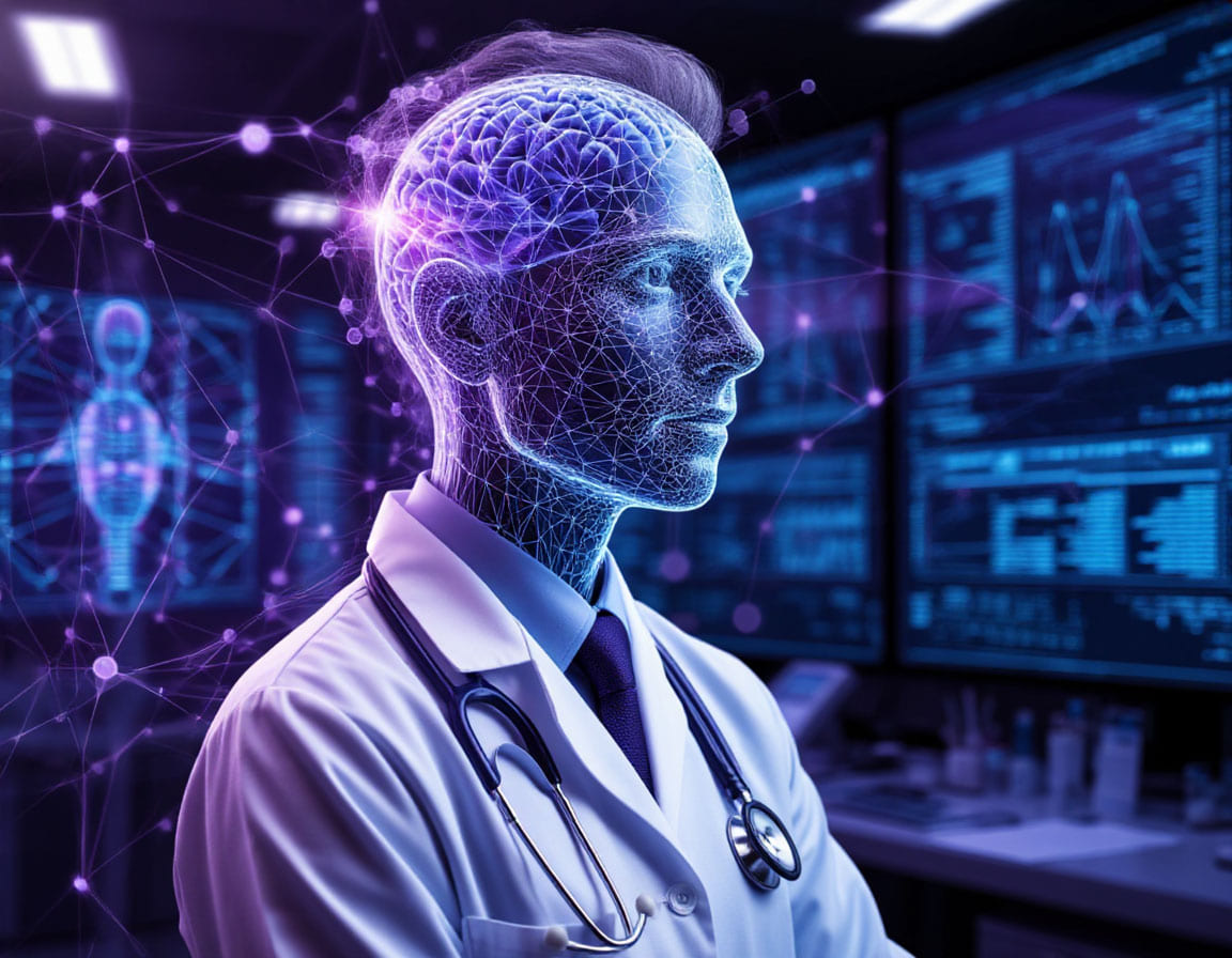 Врач и ИИ анализируют медицинские данные